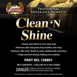 Presta Products Clean and Shine Label - 1434531