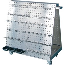 Triton LocBoard™ Pegboard Tool Cart, Small, Stainless Steel, 60 Hooks, 3 Bins - 1395953