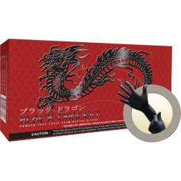 Black Dragon® Black Latex Exam Gloves, Large, Black - 1390983