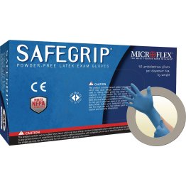 SafeGrip® Powder Free Latex Gloves, Large, Blue - 1390929