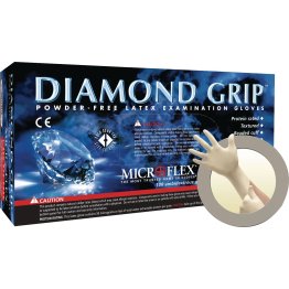 Diamond Grip Powder-Free Latex Gloves, Medium, Natural - 1390931