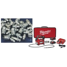  Milwaukee® M18™ Cordless 2-Speed Grease Gun Kit with Grease Fittings - 1632703