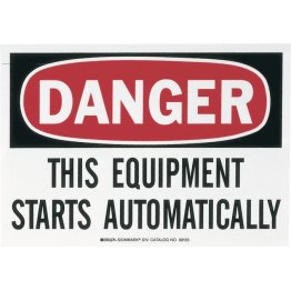  DANGER THIS EQUIPEMENT STARTS AUTOMATICALLY Sign - 54154