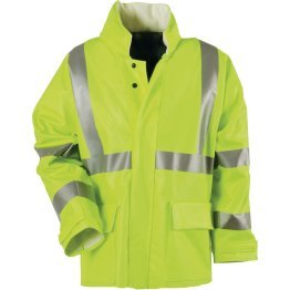 National Safety Apparel Arc Flash Rain Coat, Hi-Vis Yellow, Med - 1334299