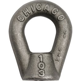 Chicago Hardware Eyenut, Heavy-Duty, Drilled and Tapped, 5/16" Bail, 3/8-16 - 1442274