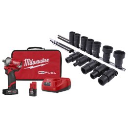  Milwaukee® M12 FUEL™ Stubby 1/2" Impact Wrench Kit with Bi-Positional - 1633952