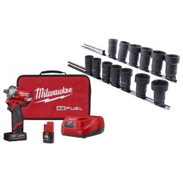  Milwaukee® M12 FUEL™ Stubby 1/2" Impact Wrench Kit with Bi-Positional - 1633954