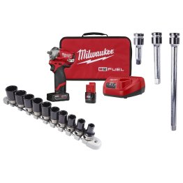  Milwaukee® M12 FUEL™ 3/8" Stubby Impact Wrench Kit with Cross-Over Soc - 1633962