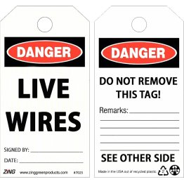  Danger Live Wire Dielectric Safety Tag - 1647957